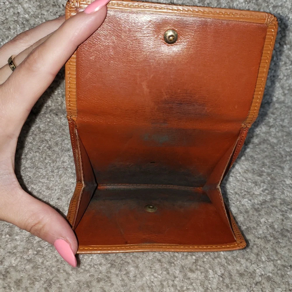 Louis Vuitton Cognac Brown Epi Leather Double Snap Wallet Authentic Vintage